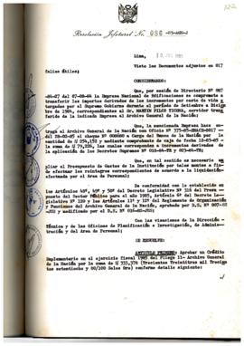 Resolución Jefatural N° 086-1985/AGN/J