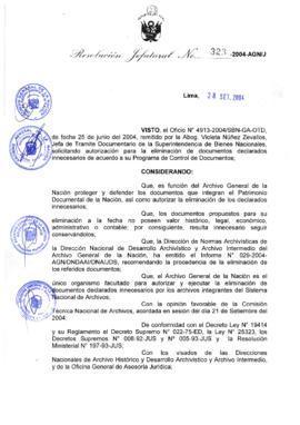 Resolución Jefatural N° 323-2004-AGN/J