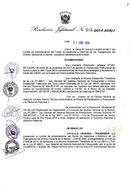 Resolución Jefatural N° 016-2014-AGN/J