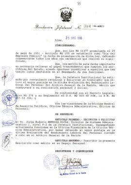 Resolución Jefatural N° 084-1996/AGN/J
