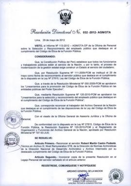 Resolución Directoral N° 032-2012-AGN/OTA