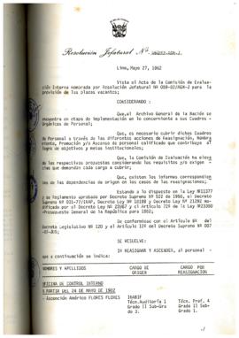 Resolución Jefatural N° 062-1982/AGN/J