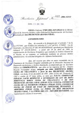 Resolución Jefatural N° 012-2004-AGN/J