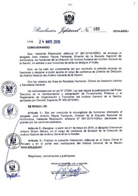 Resolución Jefatural N° 100-2019-AGN/J