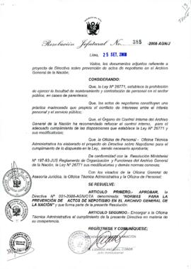 Resolución Jefatural N° 385-2008-AGN/J