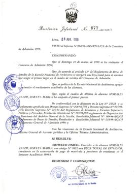 Resolución Jefatural N° 077-1999/AGN/J