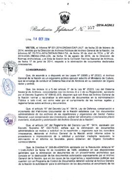 Resolución Jefatural N° 357-2014-AGN/J