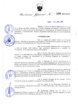 Resolución Jefatural N° 126-2005-AGN/J