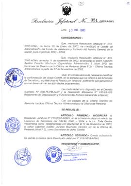 Resolución Jefatural N° 351-2003-AGN/J