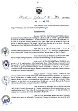Resolución Jefatural N° 206-2014-AGN/J
