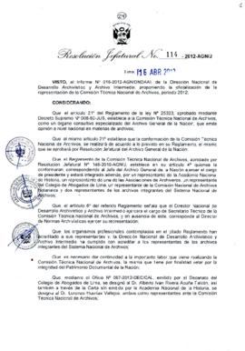 Resolución Jefatural N° 114-2012-AGN/J