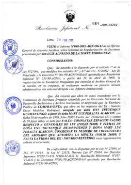 Resolución Jefatural N° 064-2005-AGN/J