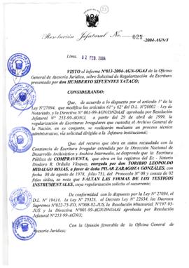 Resolución Jefatural N° 021-2004-AGN/J