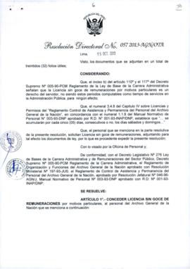 Resolución Directoral N° 057-2013-AGN/OTA
