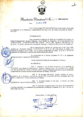 Resolución Directoral N° 011-2000-AGN/OTA
