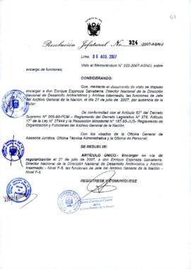 Resolución Jefatural N° 324-2007-AGN/J