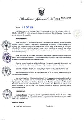 Resolución Jefatural N° 023-2014-AGN/J