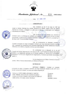 Resolución Jefatural N° 130-2002/AGN/J