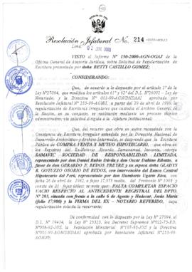 Resolución Jefatural N° 214-2000/AGN/J
