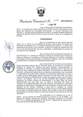 Resolución Directoral N° 017-2016-AGN/OTA