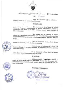 Resolución Jefatural N° 200-2001/AGN/J