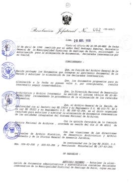 Resolución Jefatural N° 062-1998/AGN/J