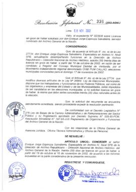 Resolución Jefatural N° 336-2002/AGN/J