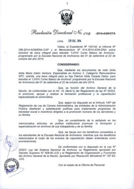 Resolución Directoral N° 058-2014-AGN/OTA