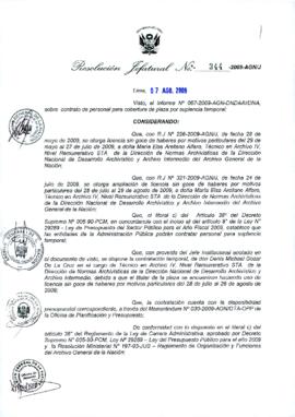 Resolución Jefatural N° 344-2009-AGN/J