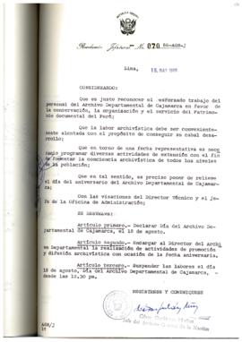 Resolución Jefatural N° 070-1986/AGN/J