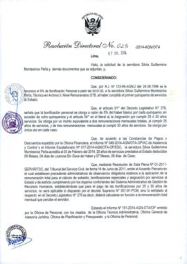 Resolución Directoral N° 025-2014-AGN/OTA