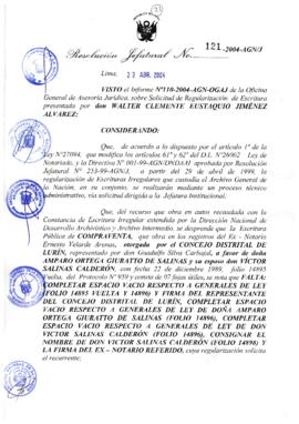 Resolución Jefatural N° 121-2004-AGN/J