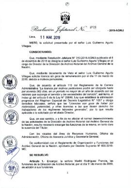 Resolución Jefatural N° 059-2019-AGN/J
