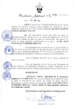 Resolución Jefatural N° 176-2000/AGN/J