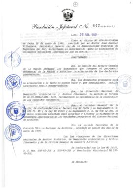 Resolución Jefatural N° 042-1999/AGN/J