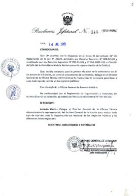 Resolución Jefatural N° 319-2013-AGN/J