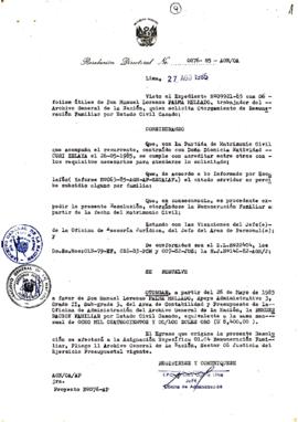 Resolución Directoral N° 76-85-AGN/OA