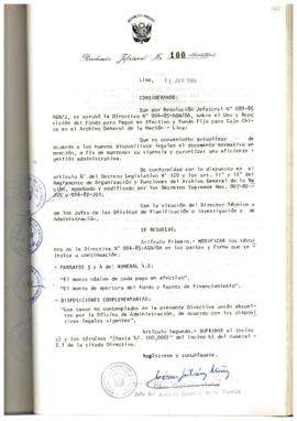Resolución Jefatural N° 100-1986/AGN/J