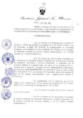 Resolución Jefatural N° 095-1999/AGN/J