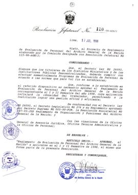 Resolución Jefatural N° 120-1998/AGN/J