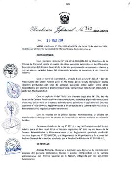 Resolución Jefatural N° 183-2014-AGN/J