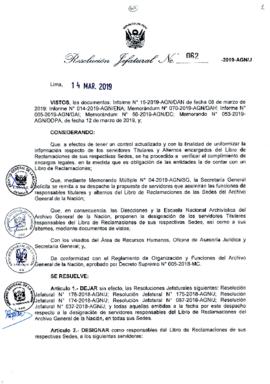 Resolución Jefatural N° 062-2019-AGN/J