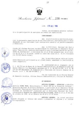 Resolución Jefatural N° 158-1996/AGN/J