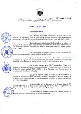 Resolución Jefatural N° 101-2007-AGN/J