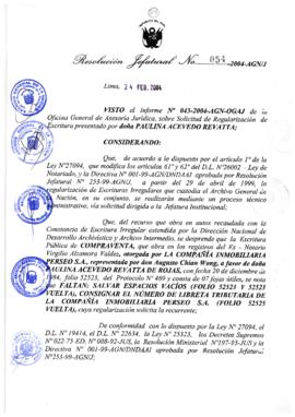 Resolución Jefatural N° 054-2004-AGN/J