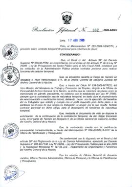 Resolución Jefatural N° 362-2009-AGN/J