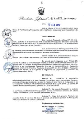 Resolución Jefatural N° 024-2017-AGN/J