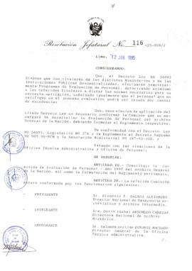 Resolución Jefatural N° 116-1995/AGN/J