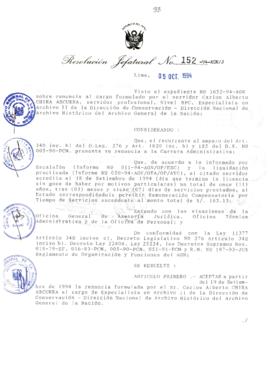 Resolución Jefatural N° 152-1994/AGN/J