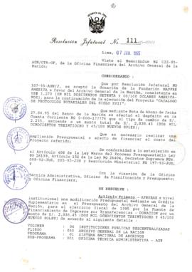 Resolución Jefatural N° 111-1995/AGN/J